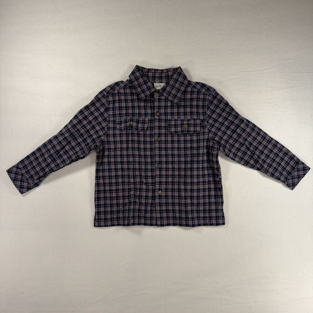 Dr Bon Boys Size 5 Blue Plaid Button-Down Shirt Long Sleeve